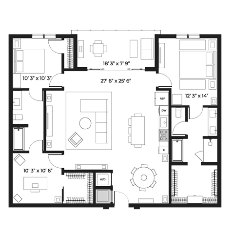 Lux 1495 Floor Plan Lux 1495 Floor Plan at SLX Atlanta, Georgia, 30341